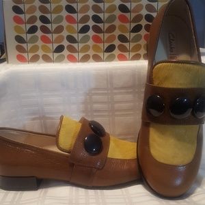 Clarks: Orla Kiely Dora Leather Loafers, Ochre